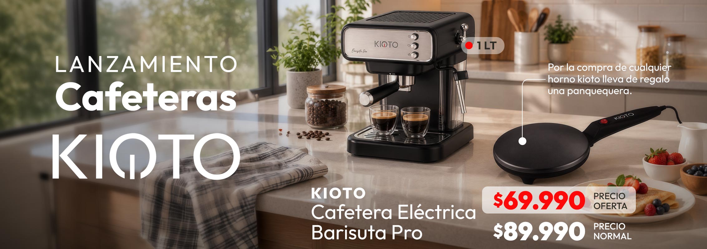 Kioto Lanzamiento cafeteras + panquequera de regalo