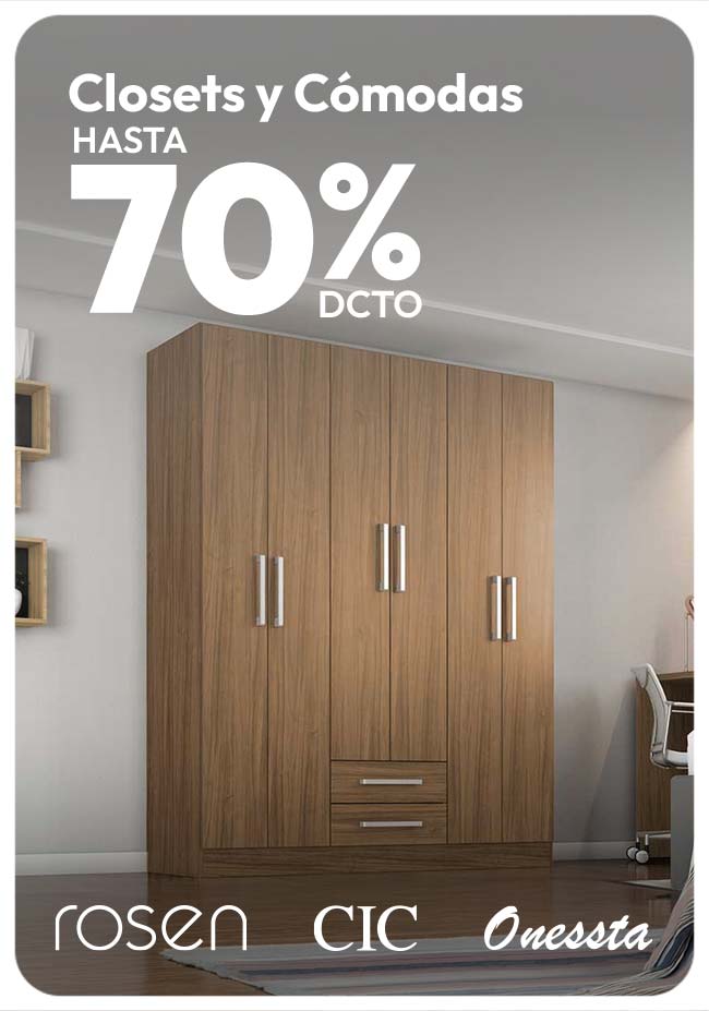 Clostes y Cómodas hasta 70% de dcto