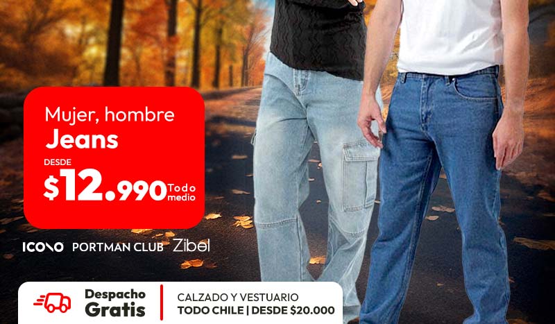 jeans hombre y mujer desde 12,990 agregar el despacho gratis de vestuario sobre 20,000 en todo chile