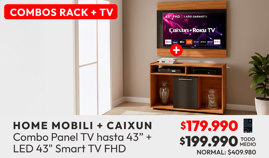 Combo rack + TV Caixun 43 pulgadas