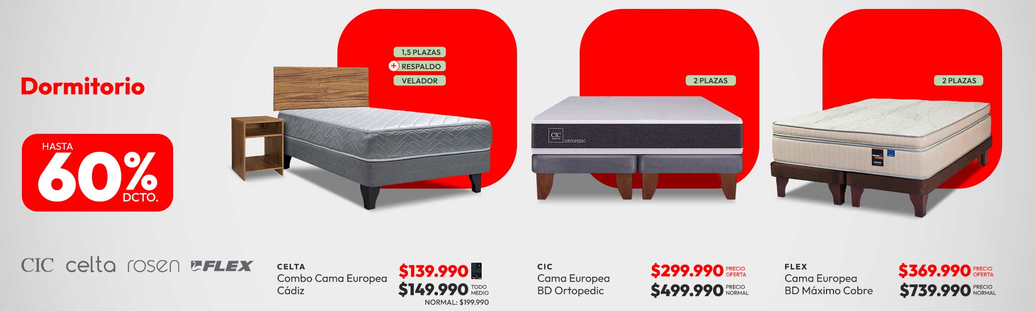 Dormitorio hasta 60% descuento 