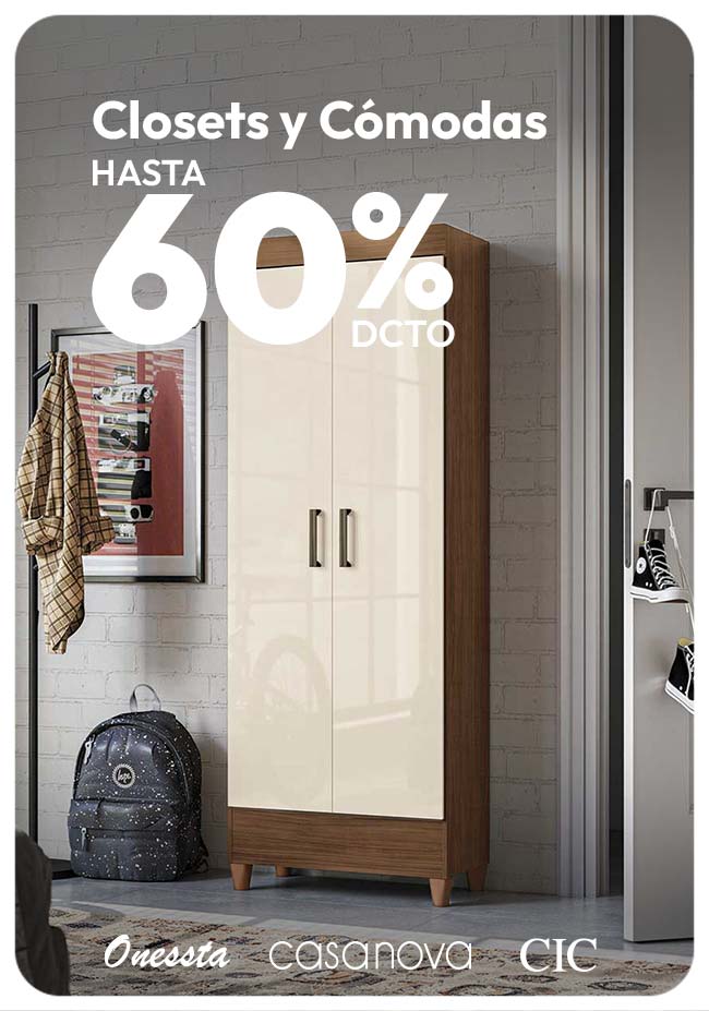 Closets y Cómodas hasta 60% de dcto