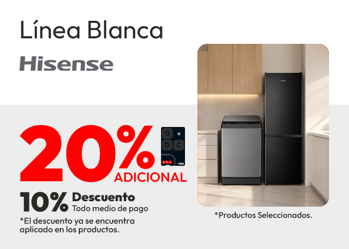 Linea blanca Hisense 10% de dcto tmp - productos seleccionados