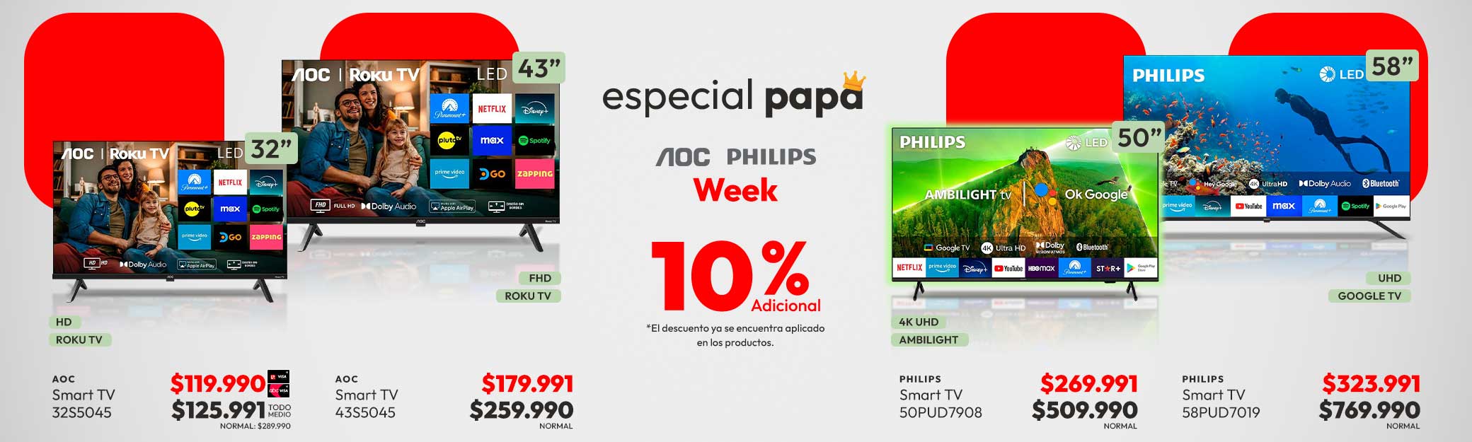 TPV week aoc phillips hasta 55% dcto
