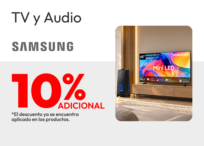Samsung TV y Audio 10% de dcto adicional tmp