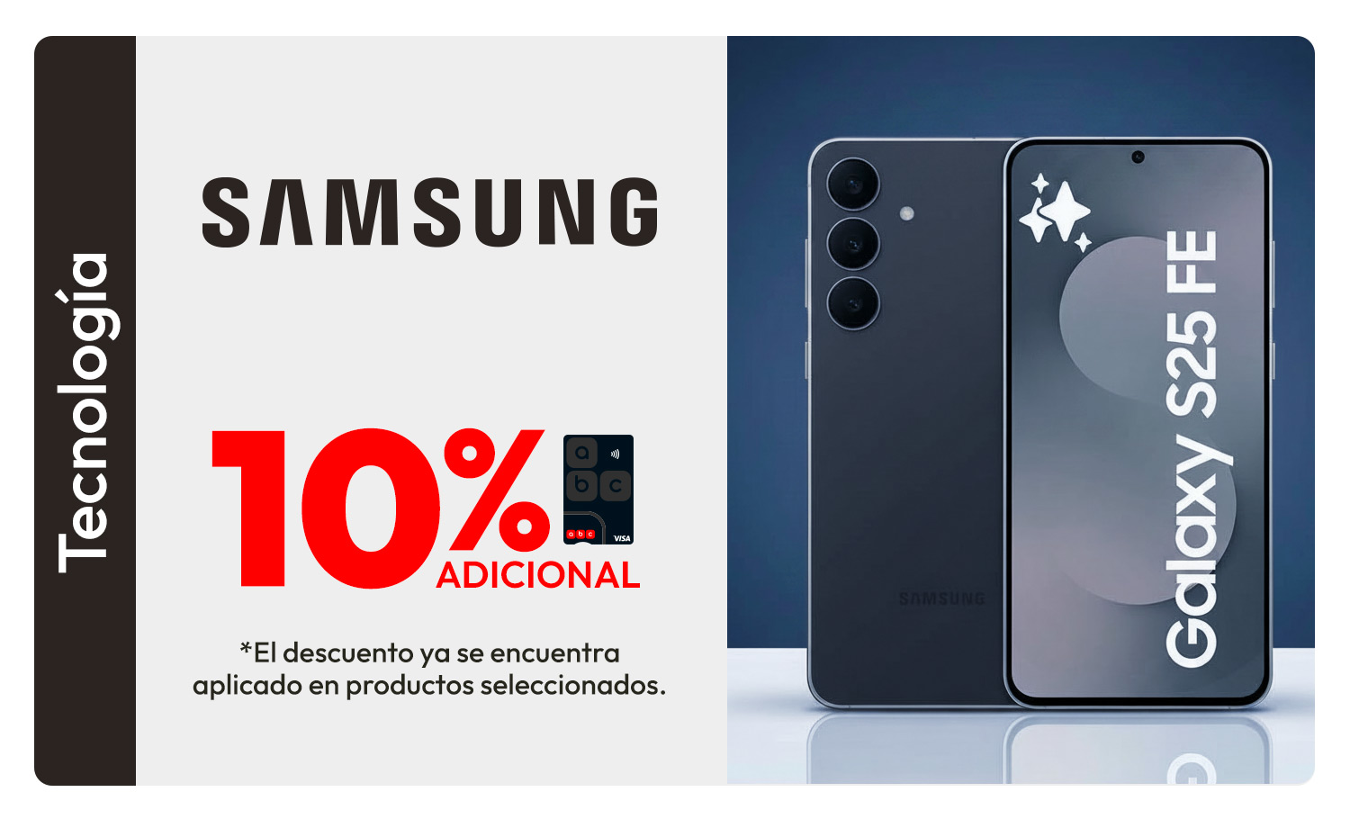 Celulares Samsung hasta 10% dcto adicional con abc visa