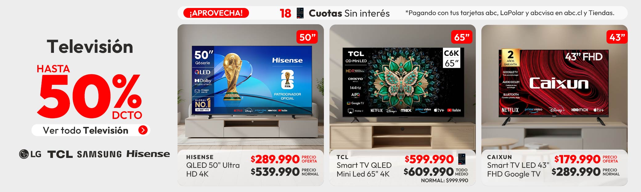 TV hasta 50% de dcto