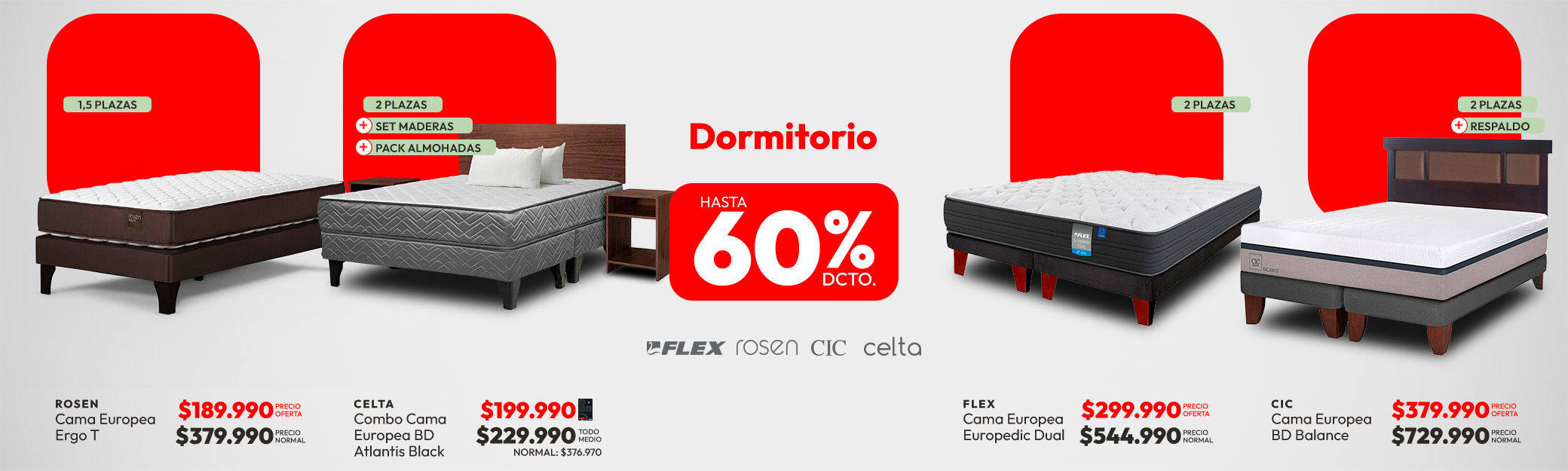 Dormitorio hasta 60% descuento