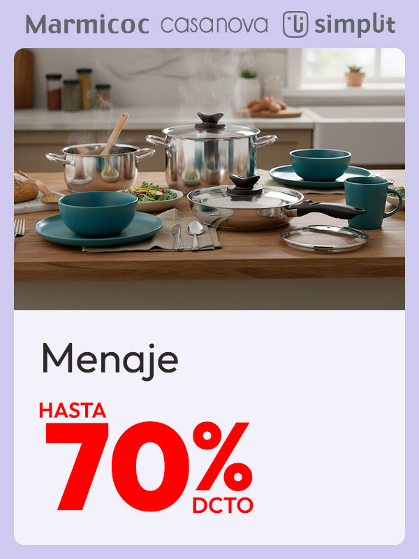 Menaje hasta 70% dcto