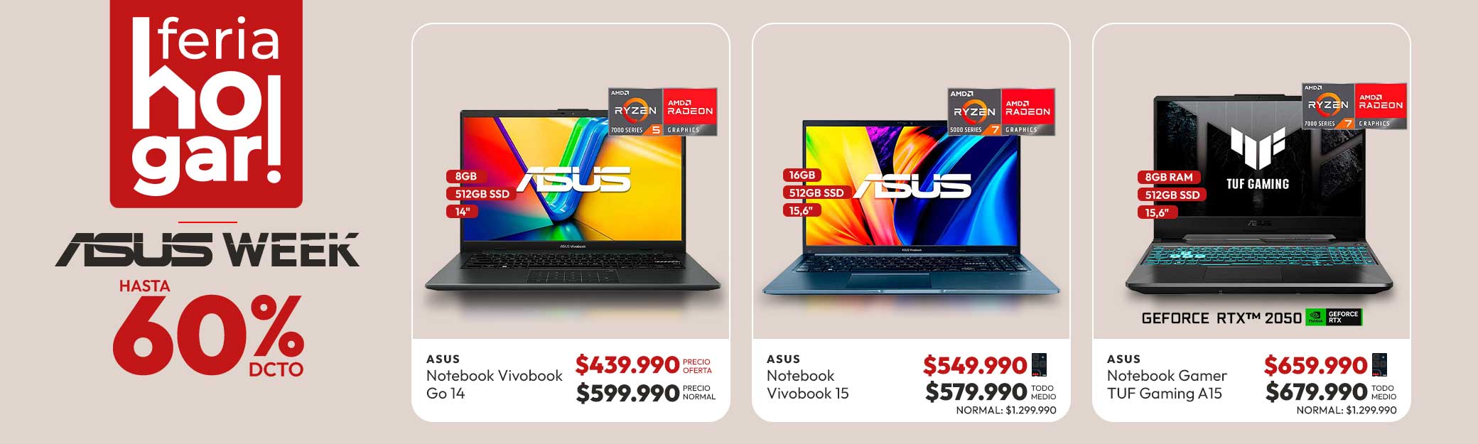 Computacion asus week hasta 60% dcto