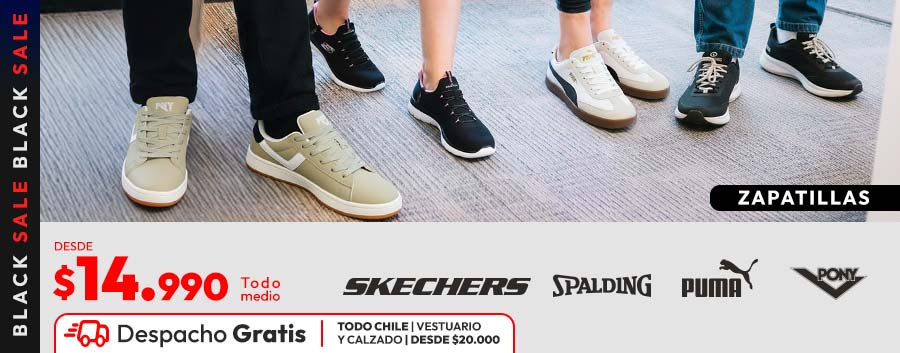 Zapatillas desde 14.990 + despacho gratis calzado y vestuario desde 20.000 todo chile