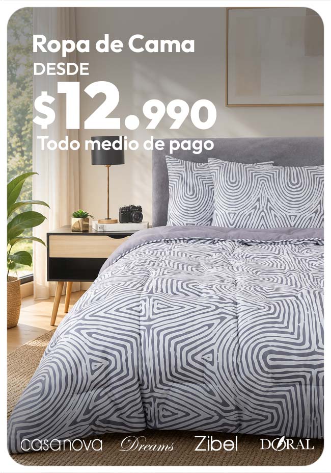 Ropa de cama desde $12.990
