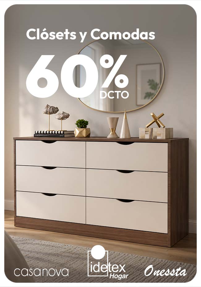 Clésets y Dormitorio 60% de dcto