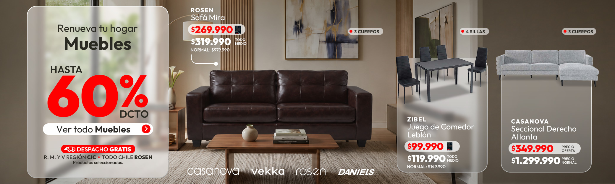 Muebles hasta 60% de dcto