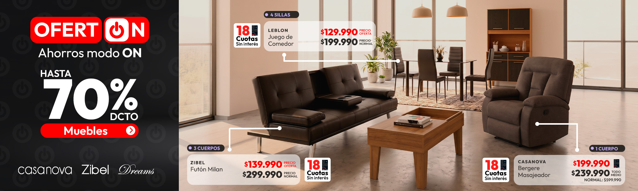 Muebles hasta 70% dcto