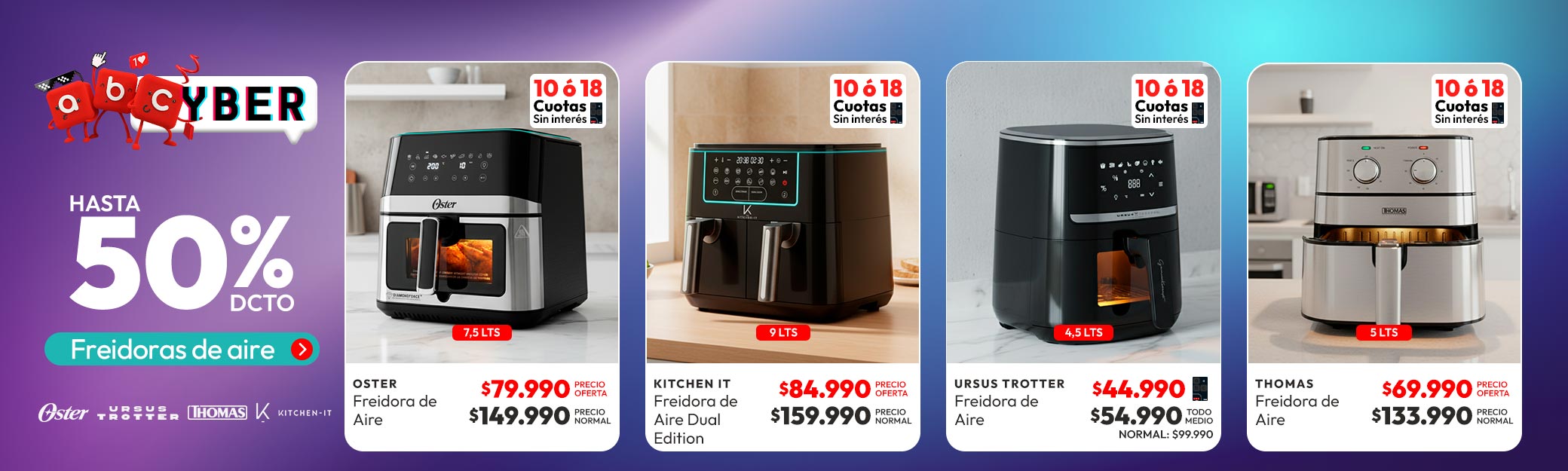 Freidoras de aire hasta 50% dcto