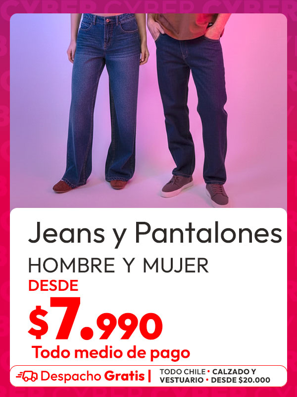 Jeans y pantalones desde $7.990 hombre y mujer