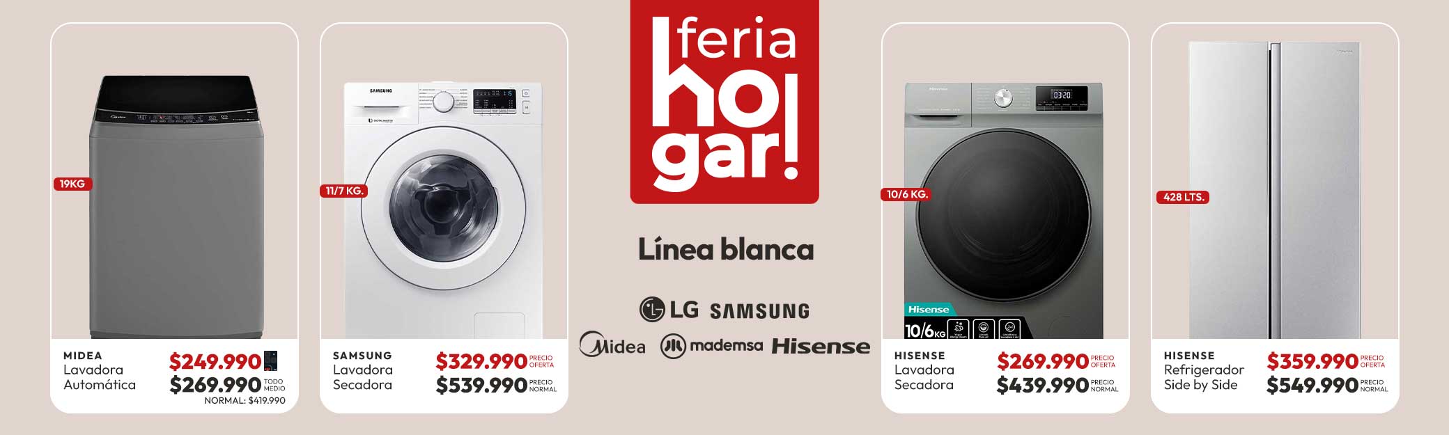 Linea blanca. DG productos seleccionados Midea en RM MIDEA LB