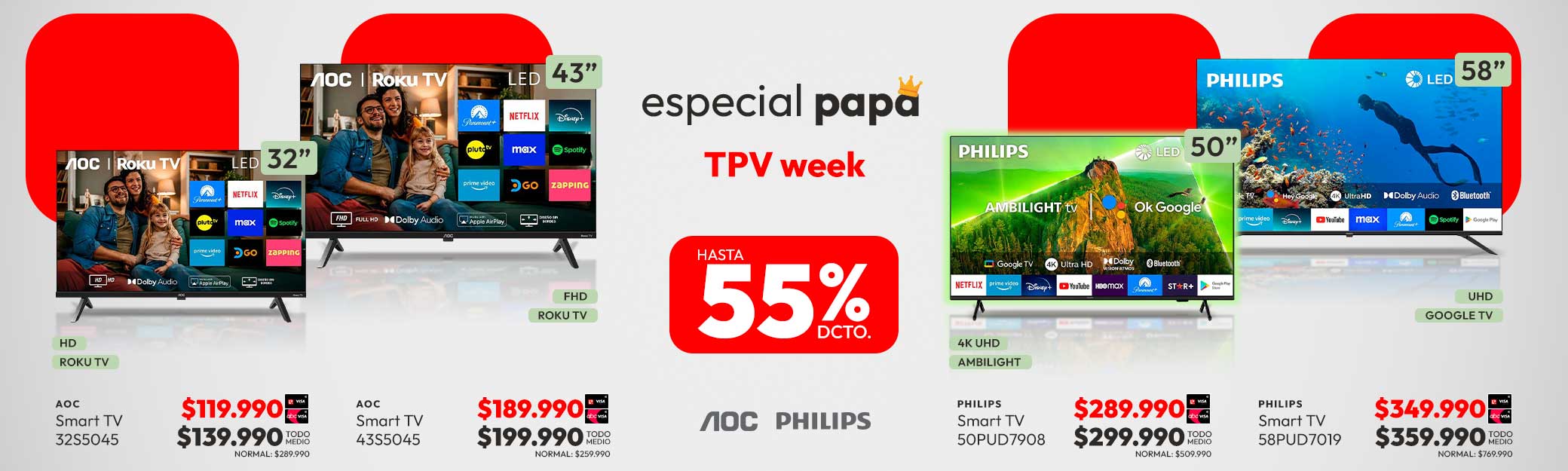 TPV week aoc phillips hasta 55% dcto
