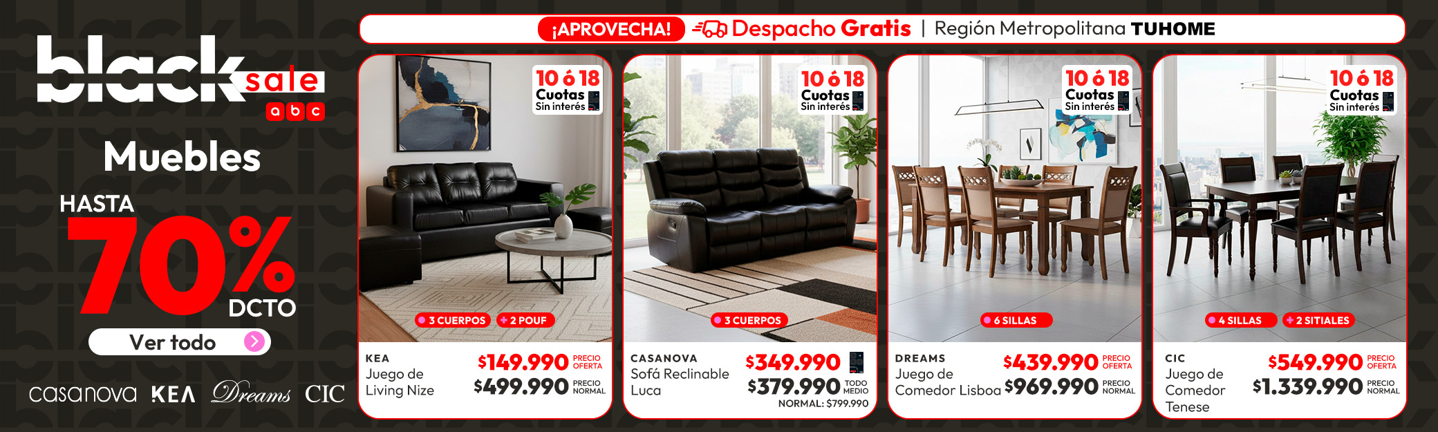 Muebles hasta 70% dcto