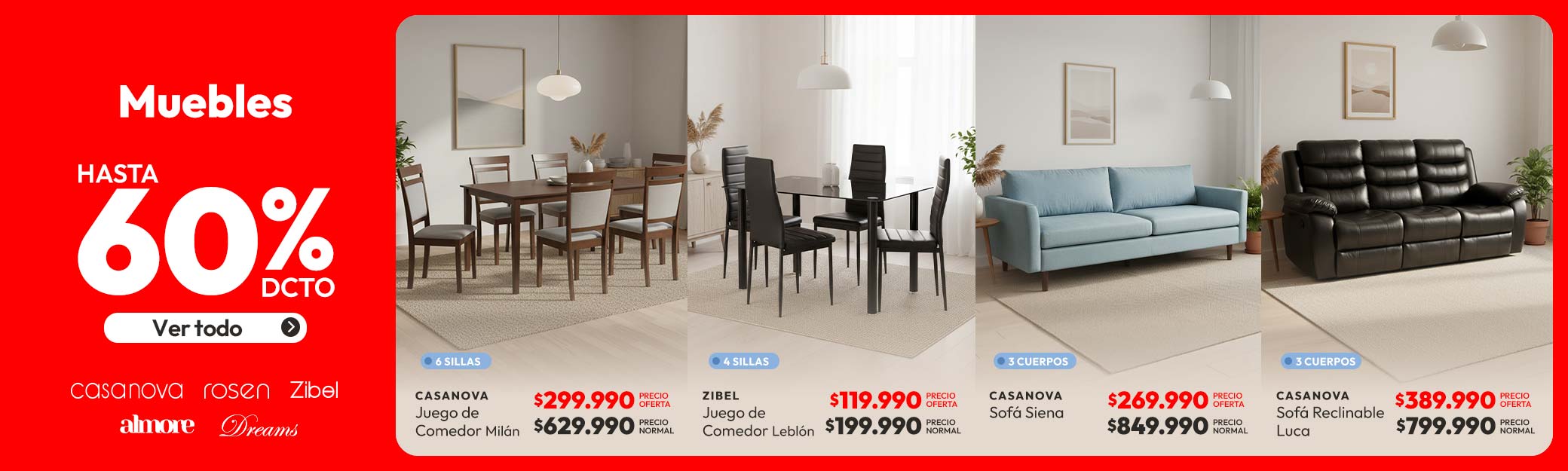 Muebles hasta 60% dcto