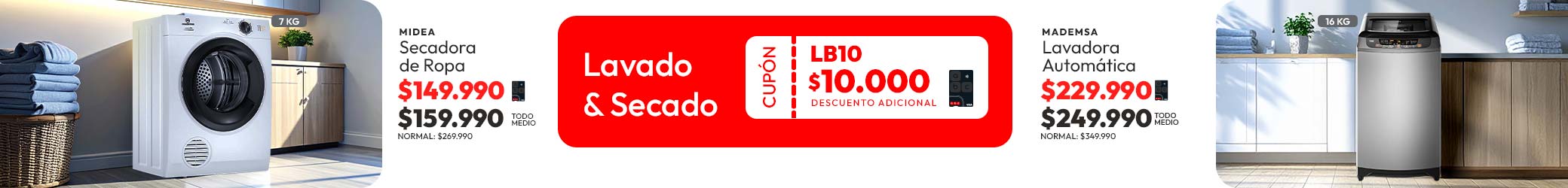 Lavado y secado hasta 45% de descuento