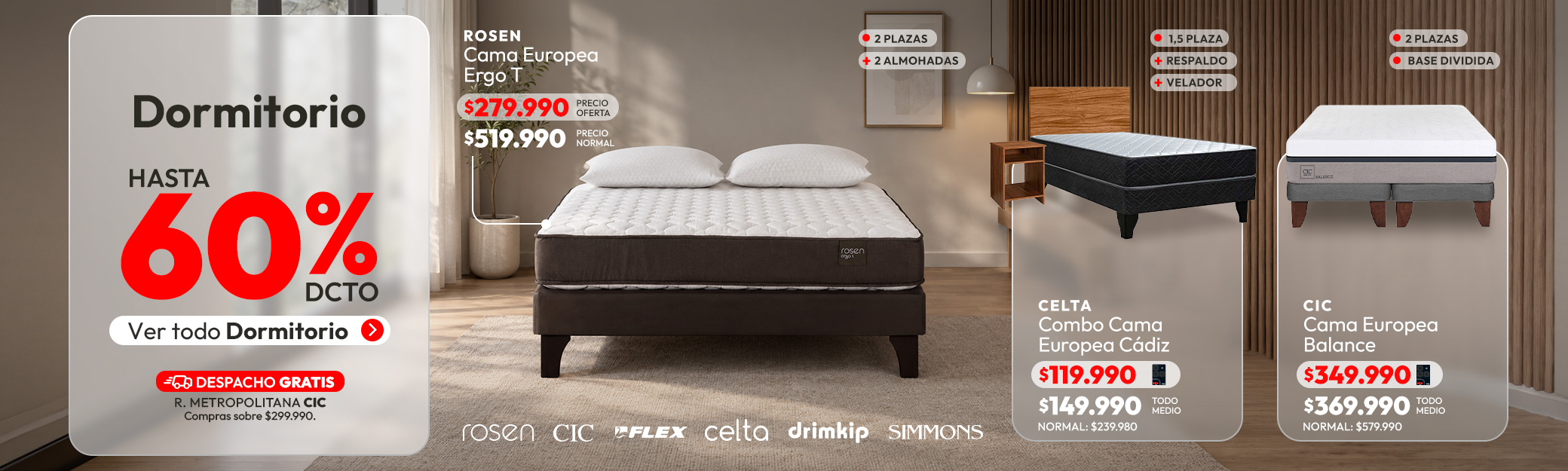 Dormitorio hasta 60% de dcto