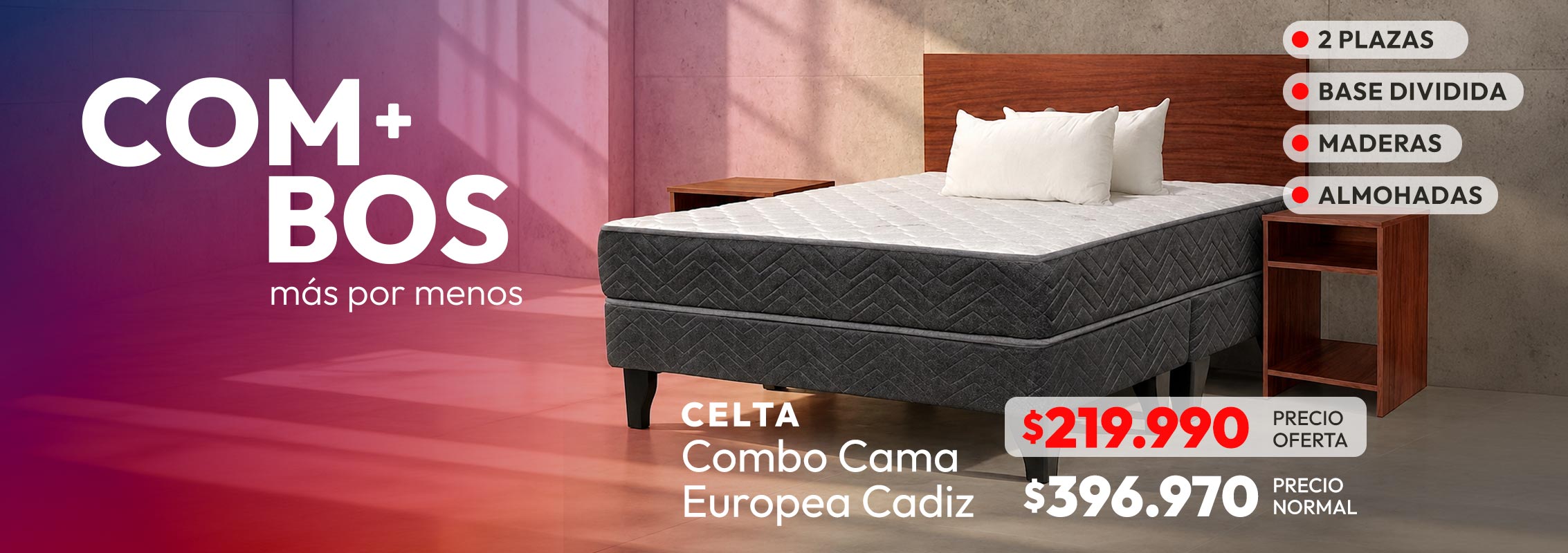 Combo Cama Europea Celta Cádiz