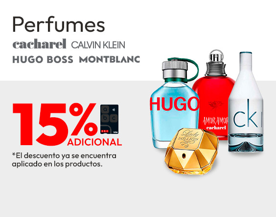 Perfumes 15% adicional tarjeta abc