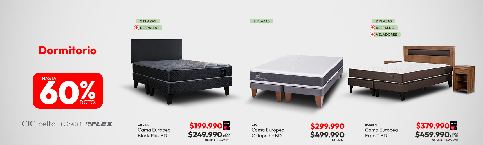 Dormitorio hasta 60% descuento