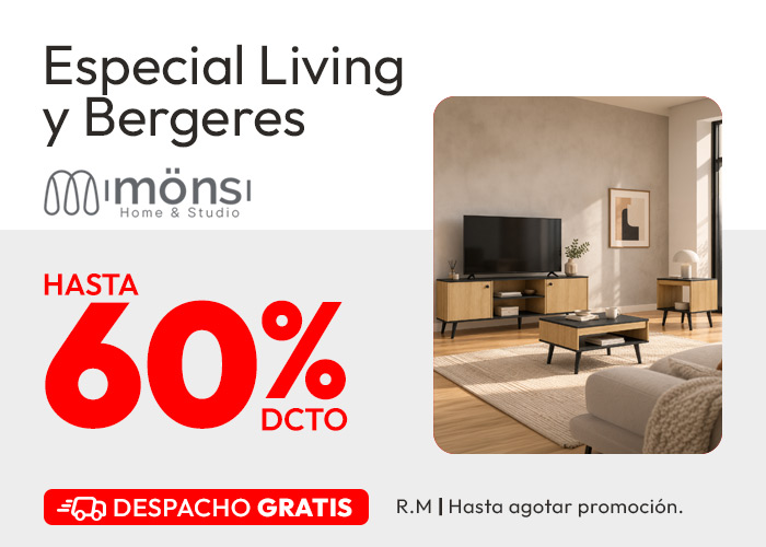 Especial Living y Bergeres MONS hasta 60% de dcto