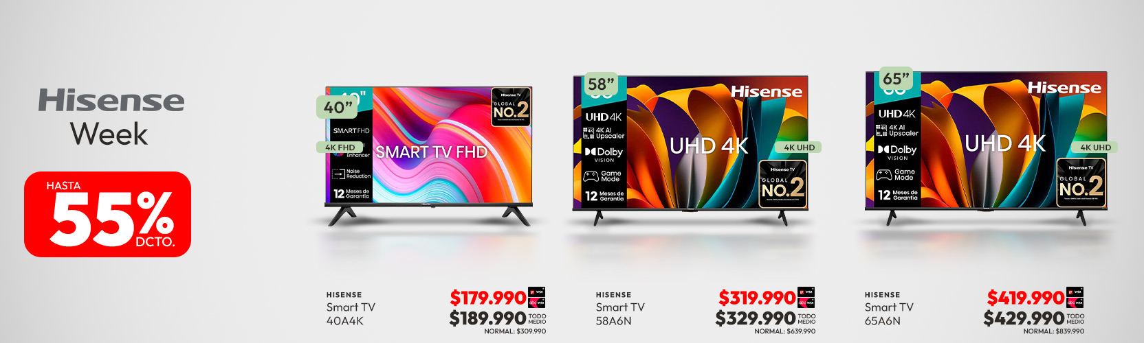 Smart TV hisense week hasta 55% descuento