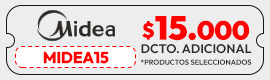 $15.000 de descuento en productos seleccionados midea tmp usando el cupon Midea15