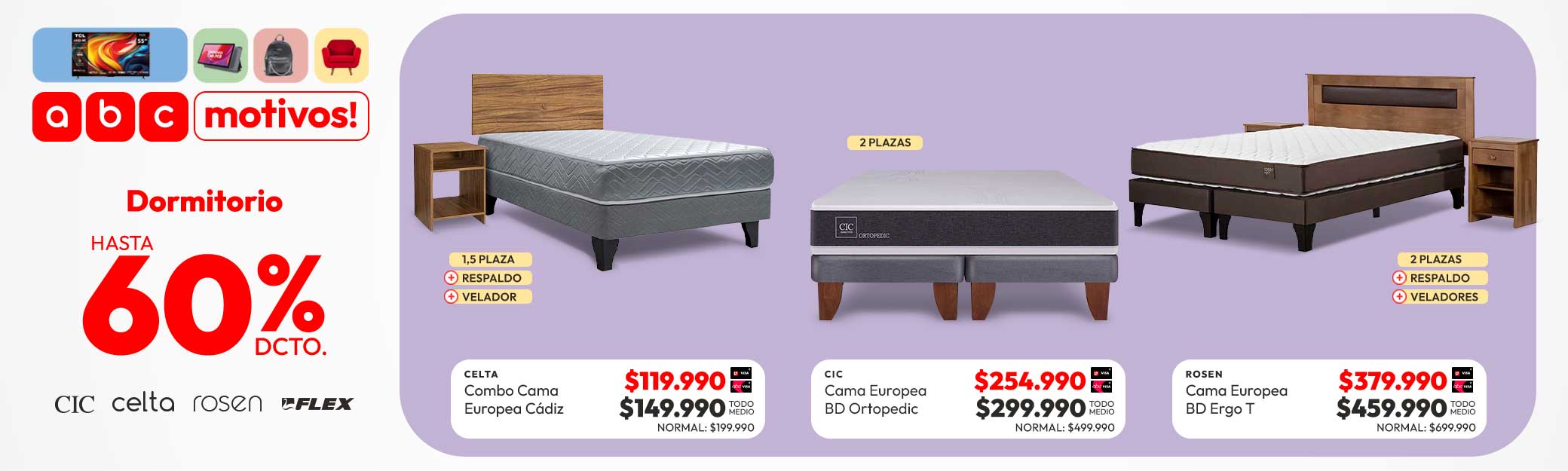 Dormitorio hasta 60% descuento