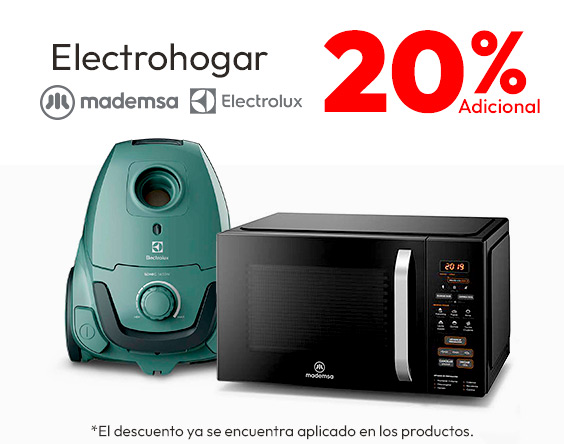 Usa tu cupon MD10 y obtendras 10% adicional Tmp en plus seleccionados Mademsa y Electrolux
