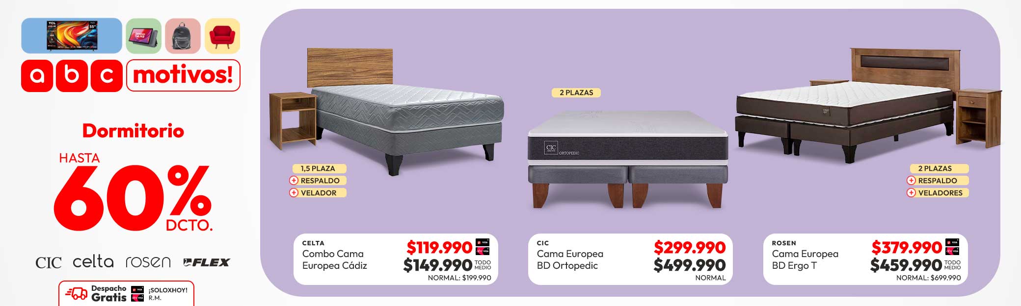 Dormitorio hasta 60% descuento