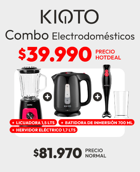 Combo Licuadora + Hervidor Eléctrico + Batidora de Inmersión
