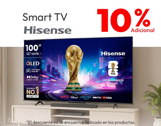 10% adicional TV Hisense Todo medio