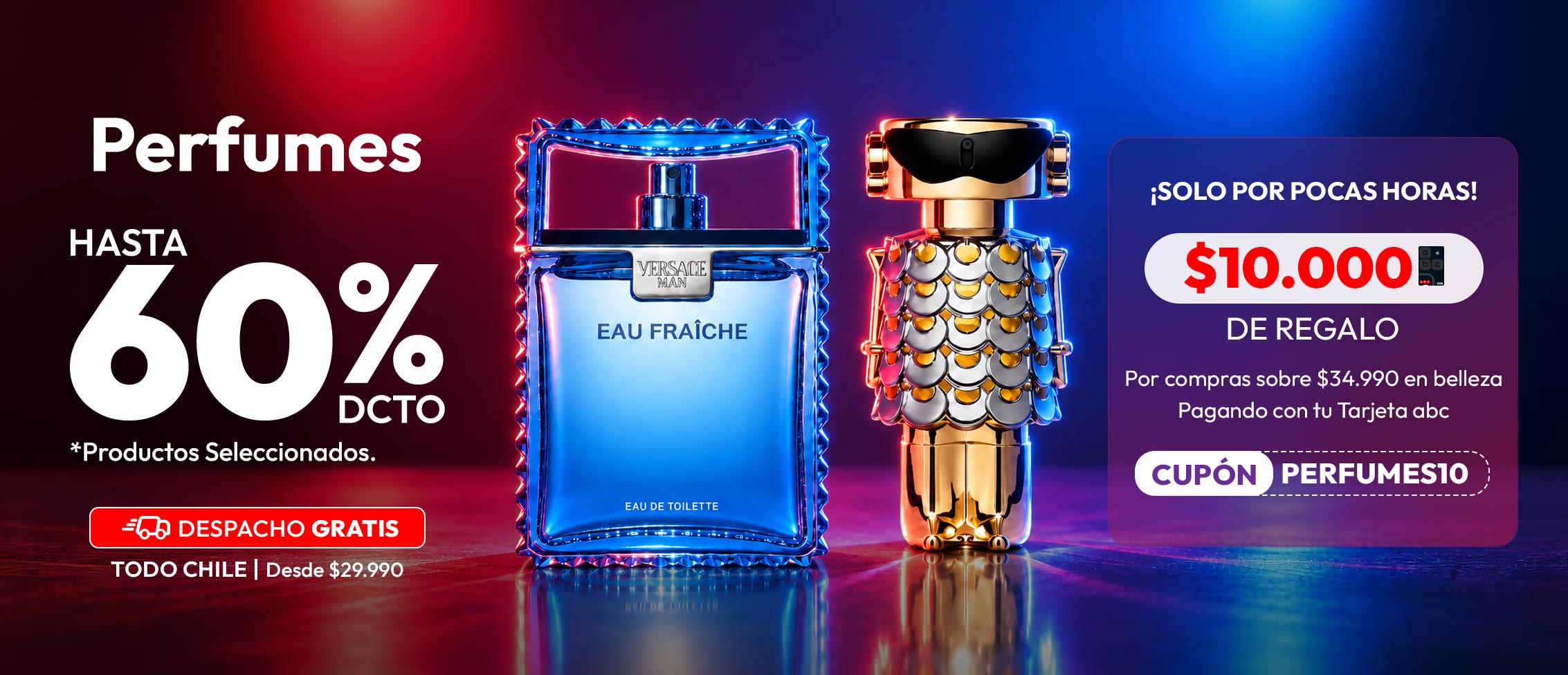 PERFUMES 60% DCTO PROD SELECCIONADOS. DG Todo chile desde 29.990