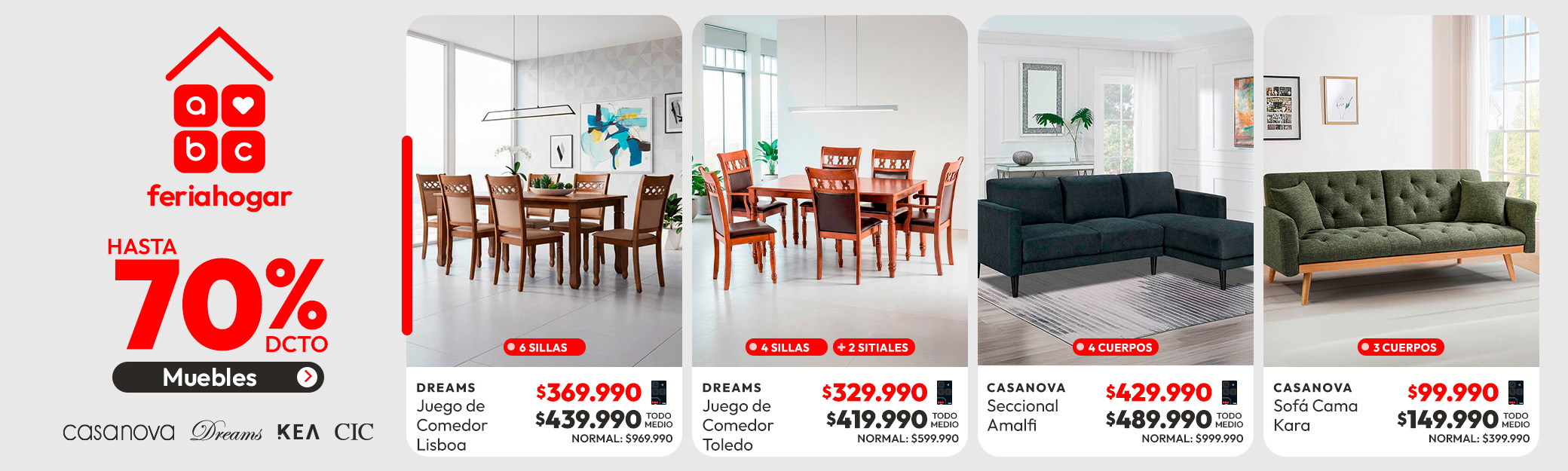 Muebles hasta 70% dcto