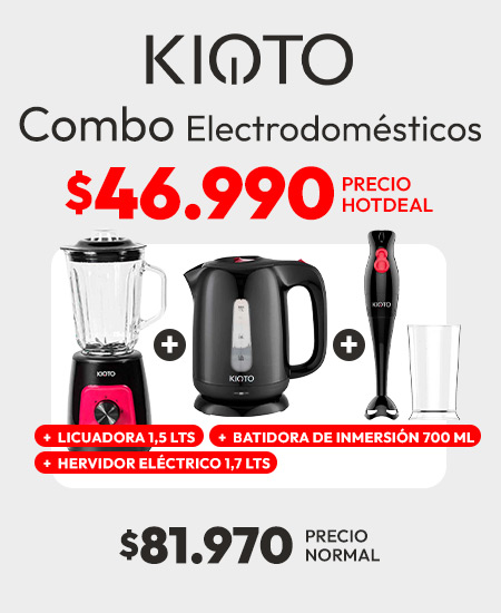 Combo Licuadora + Hervidor Eléctrico + Batidora de Inmersión