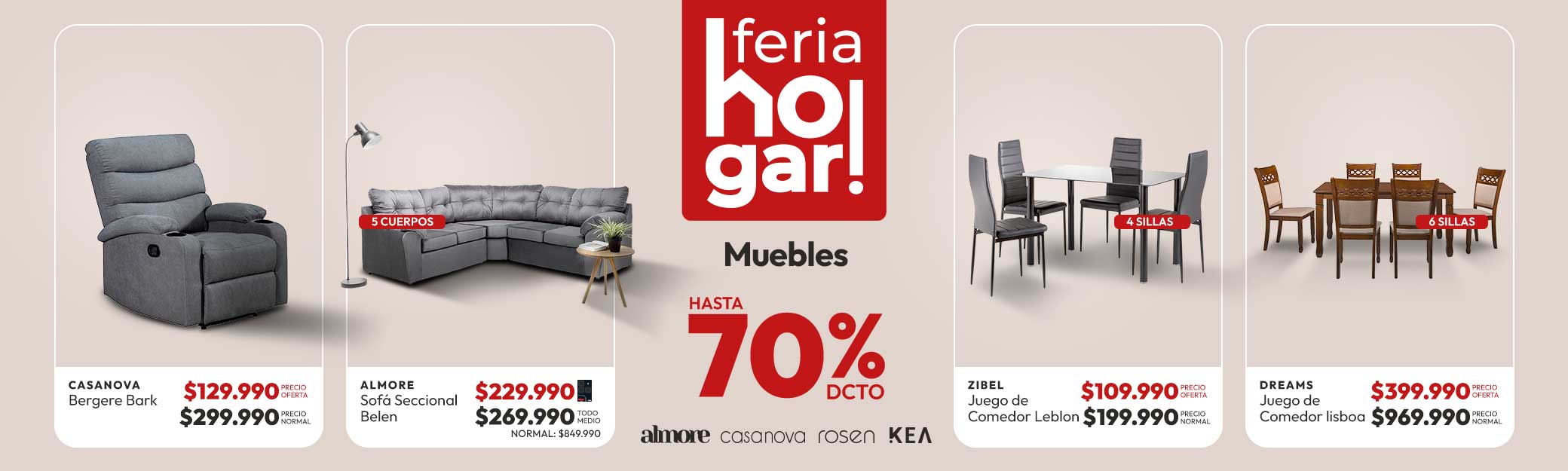 Muebles hasta 70% dcto