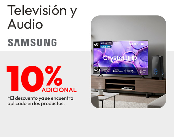 Samsung Televión y audio 10% de dcto adicional tmp