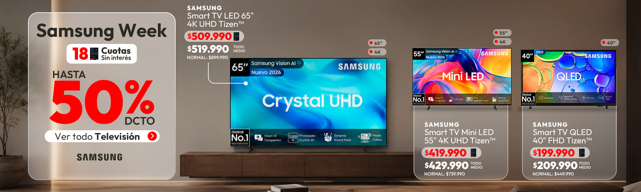 TV hasta 50% de dcto