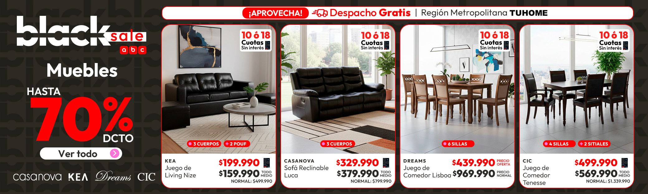 Muebles hasta 70% dcto