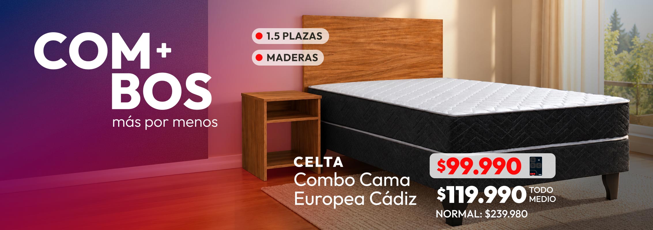 Combo Cama Europea Celta Cádiz