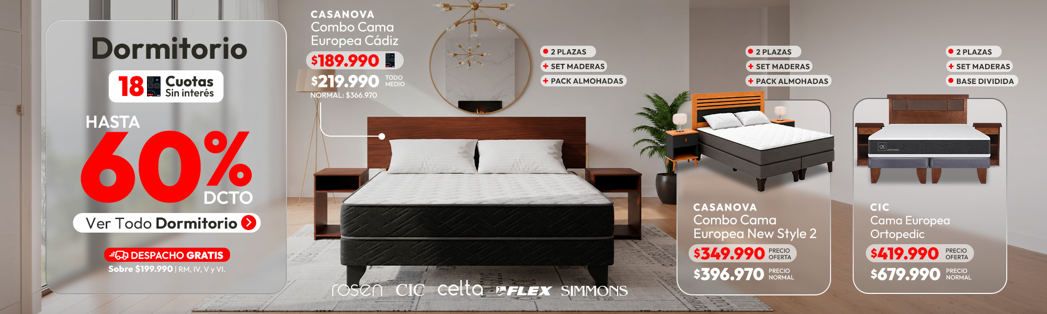 Dormitorio hasta 60% de dcto