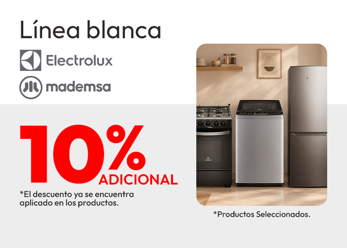 Linea blanca electrolux/mademsa 10% de dcto tmp