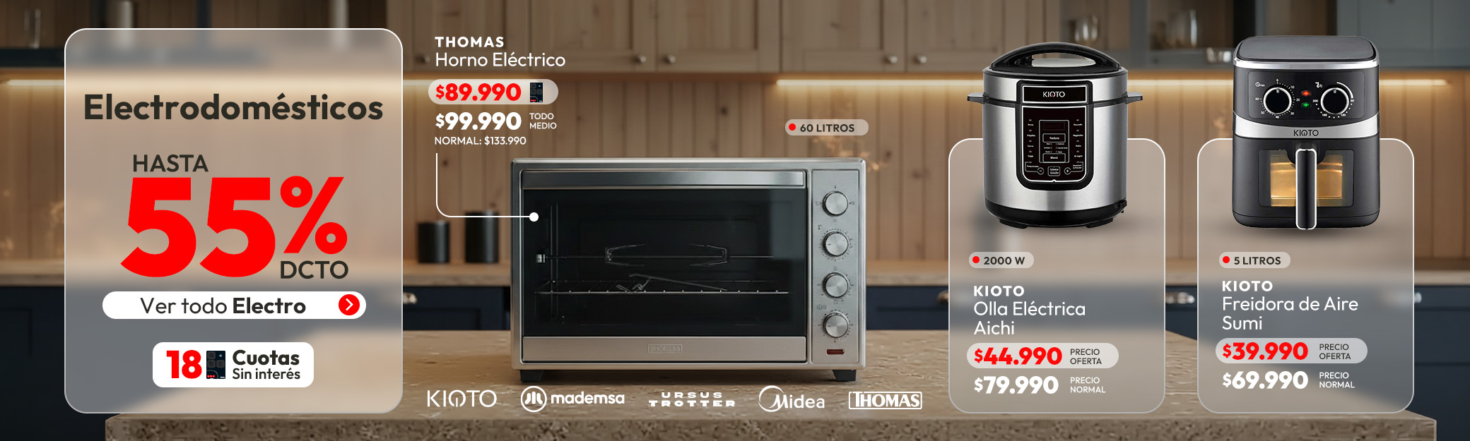 Electrodomésticos hasta 55% de dcto