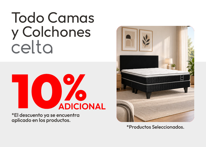 Camas y Colchones 10% adicional CELTA / prod seleccionados